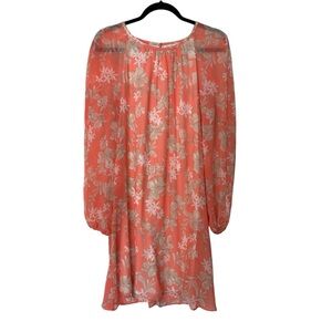 Tommy Hilfiger Floral Long Sleeve Dress Chiffon Size Large